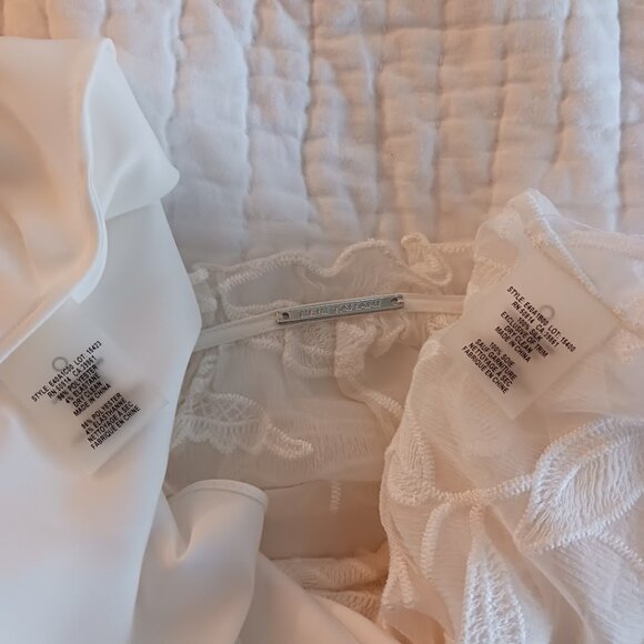 White Leaf Lace Silk Ruffled Blouse w/ Camisole Womens Large Summer Elie Tahari - Picture 5 of 5